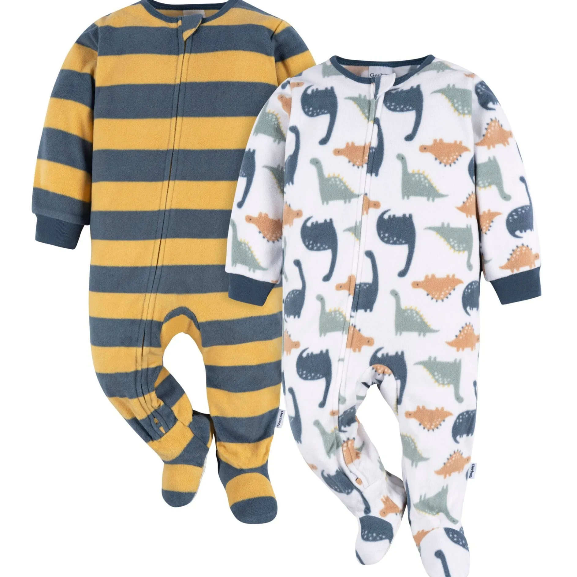 2-Pack Baby & Toddler Boys Dinos & Wide Stripe Fleece Pajamas