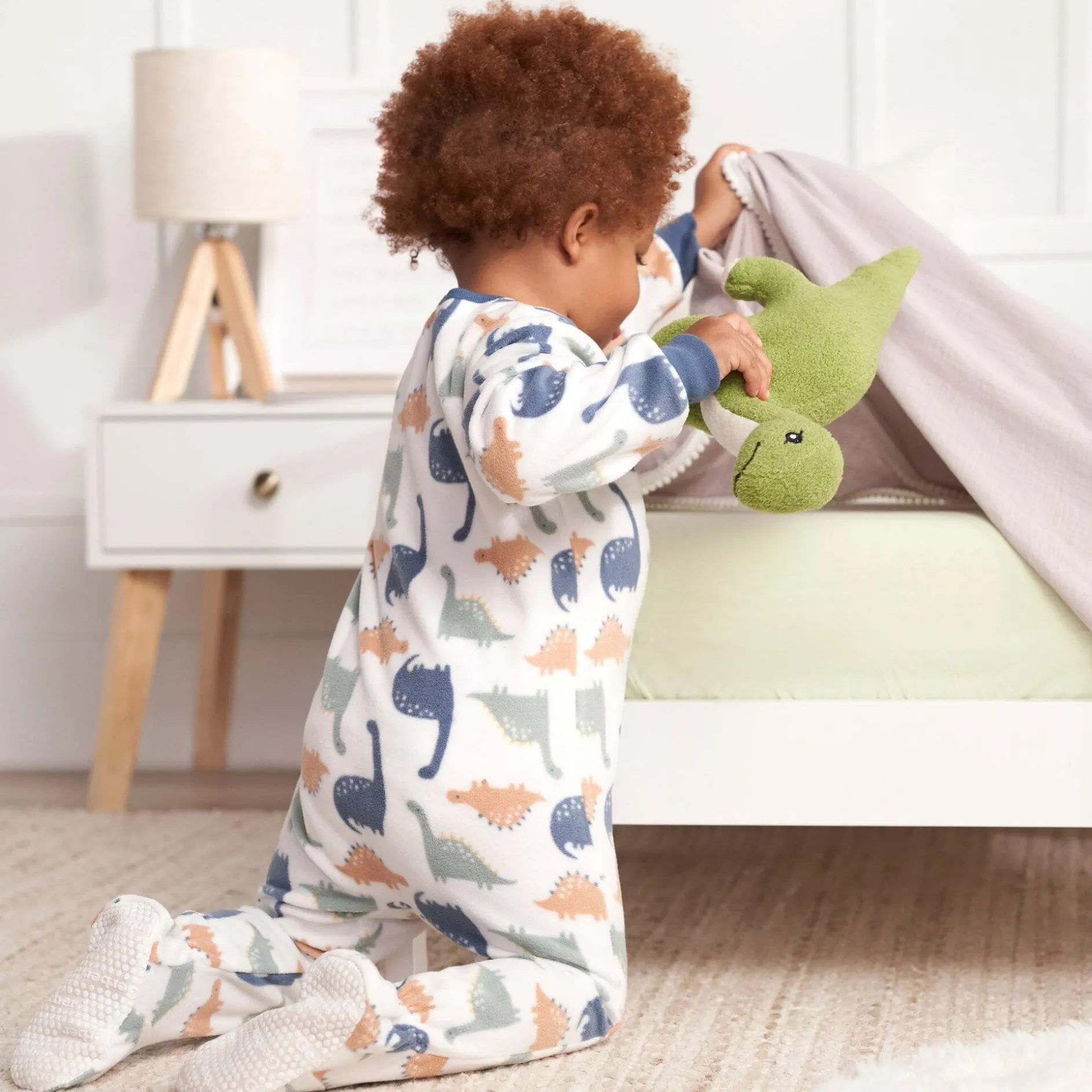 2-Pack Baby & Toddler Boys Dinos & Wide Stripe Fleece Pajamas