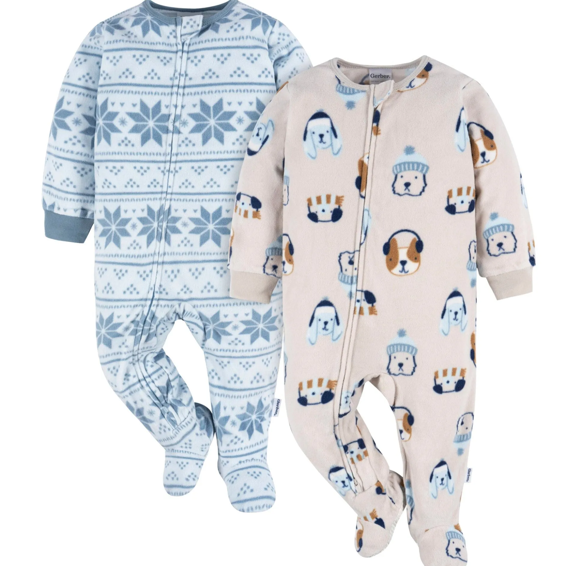 2-Pack Baby & Toddler Boys Dog & Blue Fair Isle Fleece Pajamas