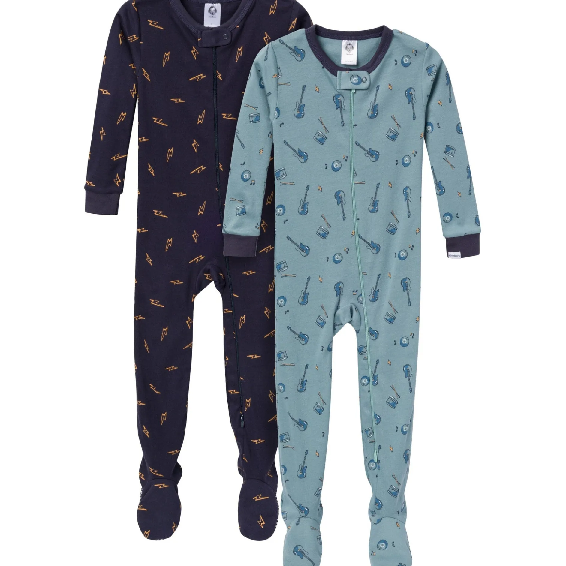 2-Pack Baby & Toddler Boys Guitars Snug Fit Footed Pajamas