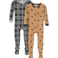 2-Pack Baby & Toddler Boys Moose Snug Fit Footed Pajamas