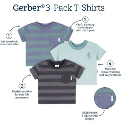 3-Pack Baby & Toddler Boys Stripes Short Sleeve T-Shirts