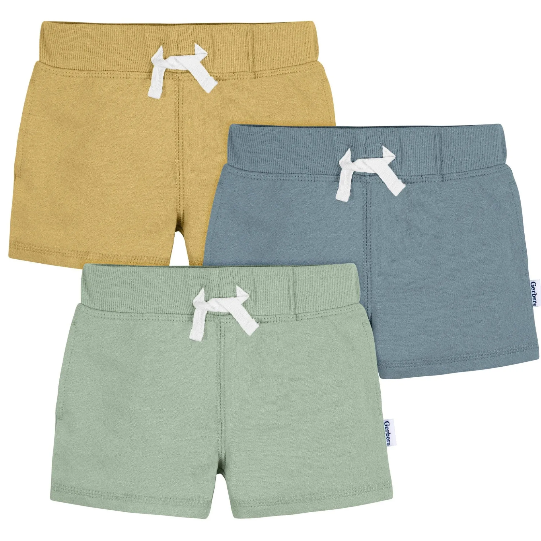 3-Pack Baby & Toddler Boys Tan, Blue, & Green Knit Shorts