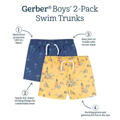 2-Pack Baby & Toddler Boys UPF 50+ Lighthouse Swim Trunks
