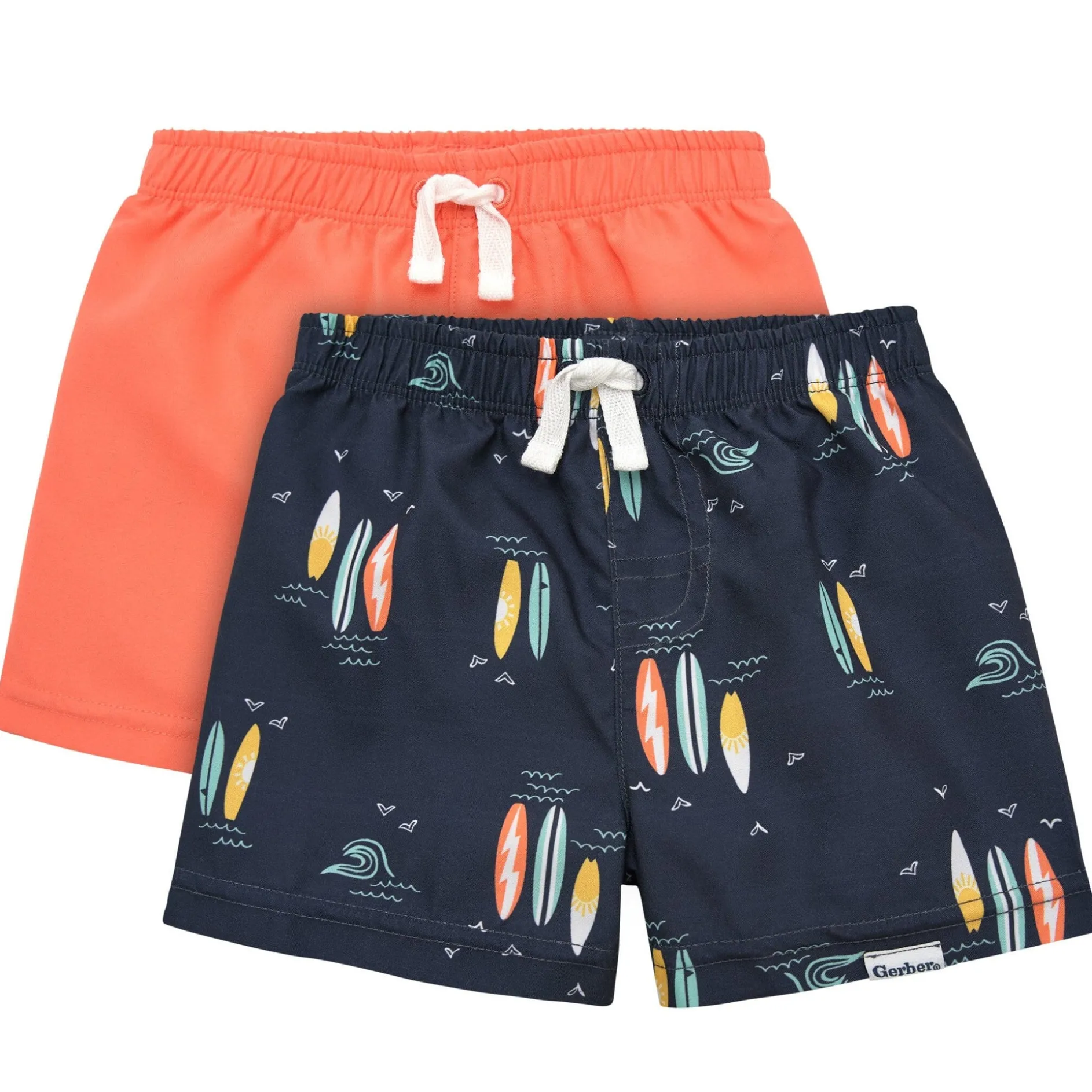 2-Pack Baby & Toddler Boys UPF 50+ Surfboard Swim Trunks
