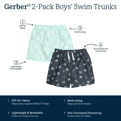 2-Pack Baby & Toddler Boys UPF 50+ Surf Swim Trunks