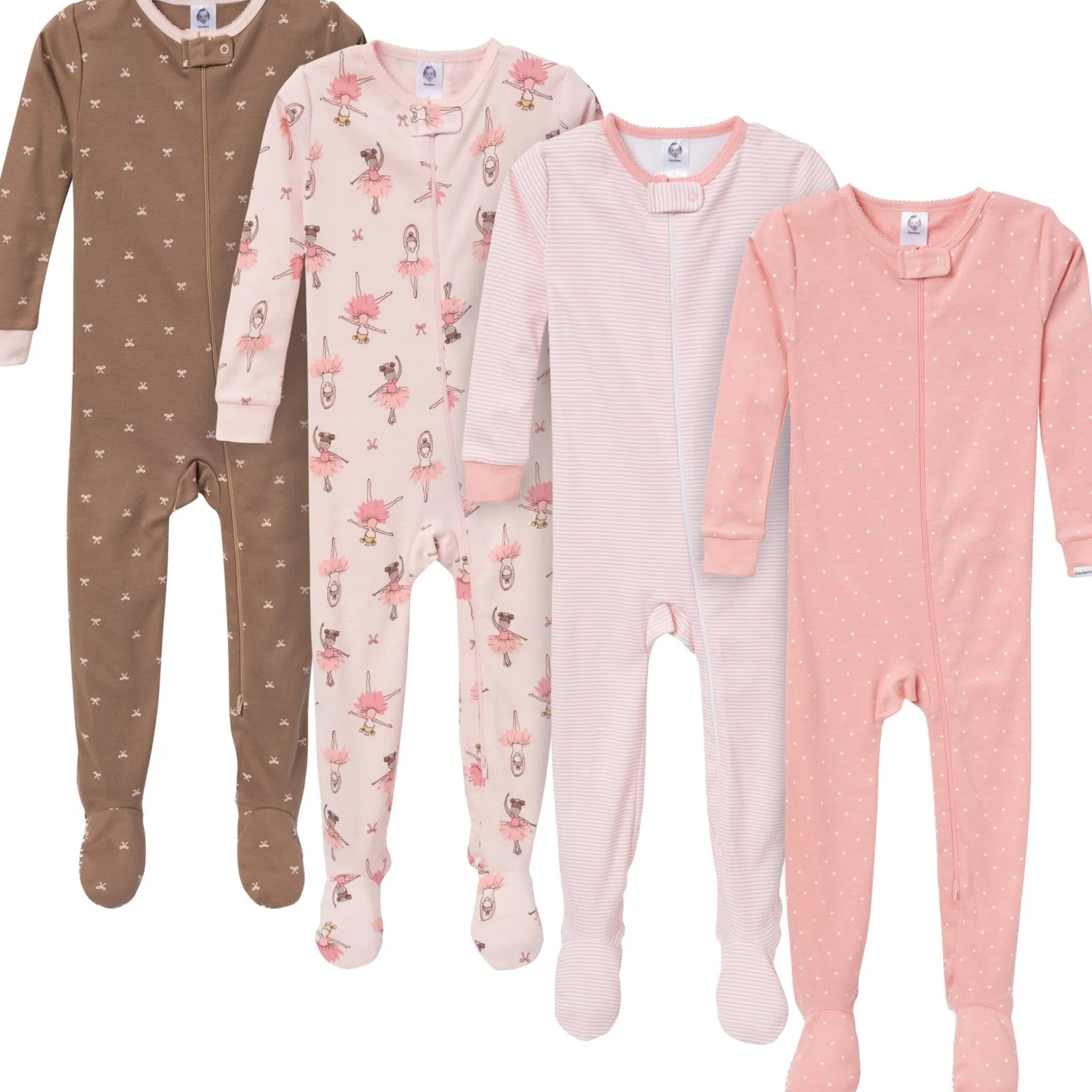4-Pack Baby & Toddler Girls Ballerinas Snug Fit Footed Pajamas