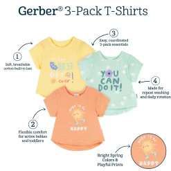 3-Pack Baby & Toddler Girls Best Day Ever Short Sleeve Graphic T-Shirts