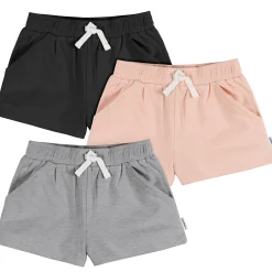 3-Pack Baby & Toddler Girls Black, Pink, & Grey Knit Shorts