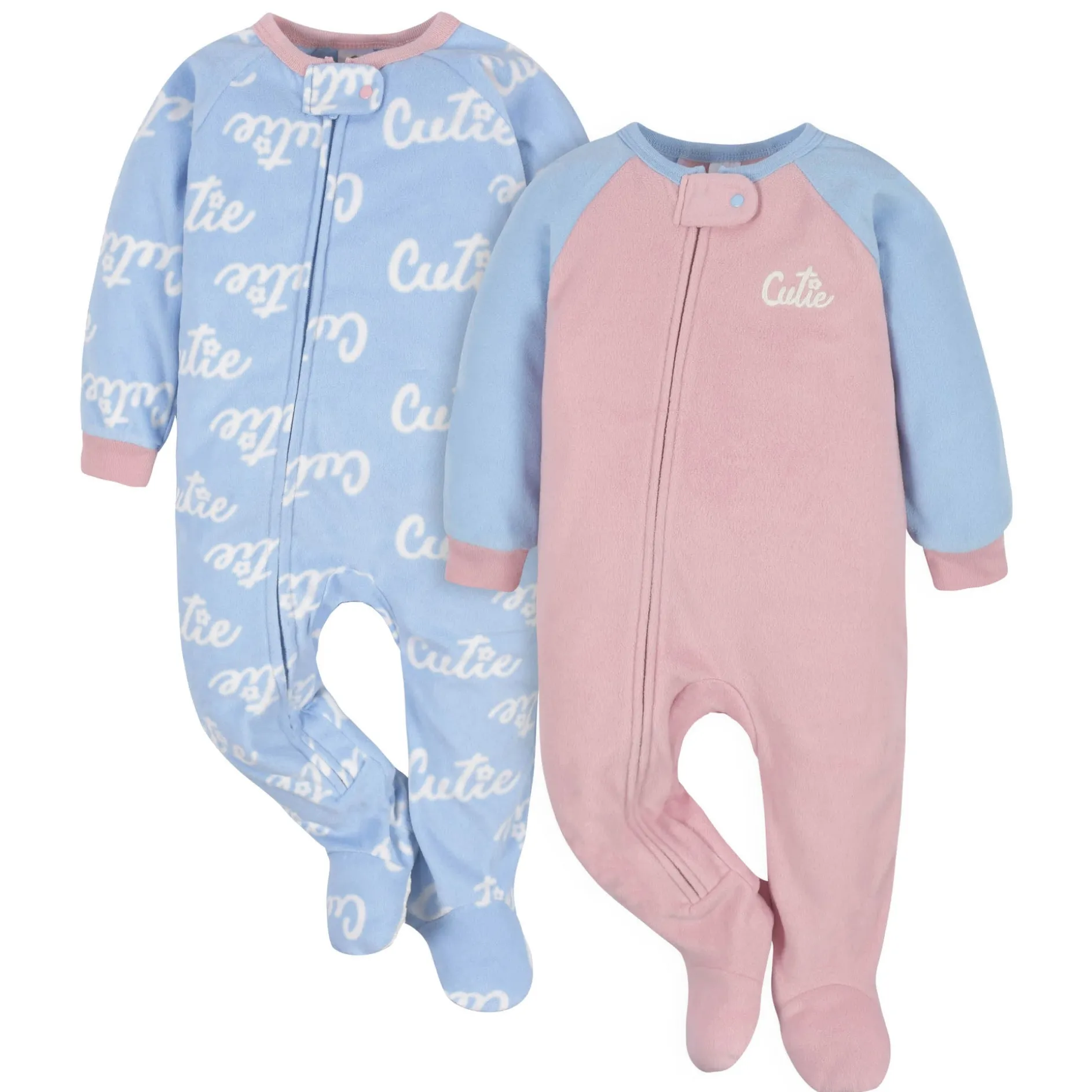 2-Pack Baby & Toddler Girls Blue Cutie Fleece Pajamas