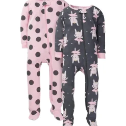 2-Pack Baby & Toddler Girls Bunny Snug Fit Footed Cotton Pajamas