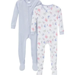 2-Pack Baby & Toddler Girls Butterflies Snug Fit Footed Pajamas