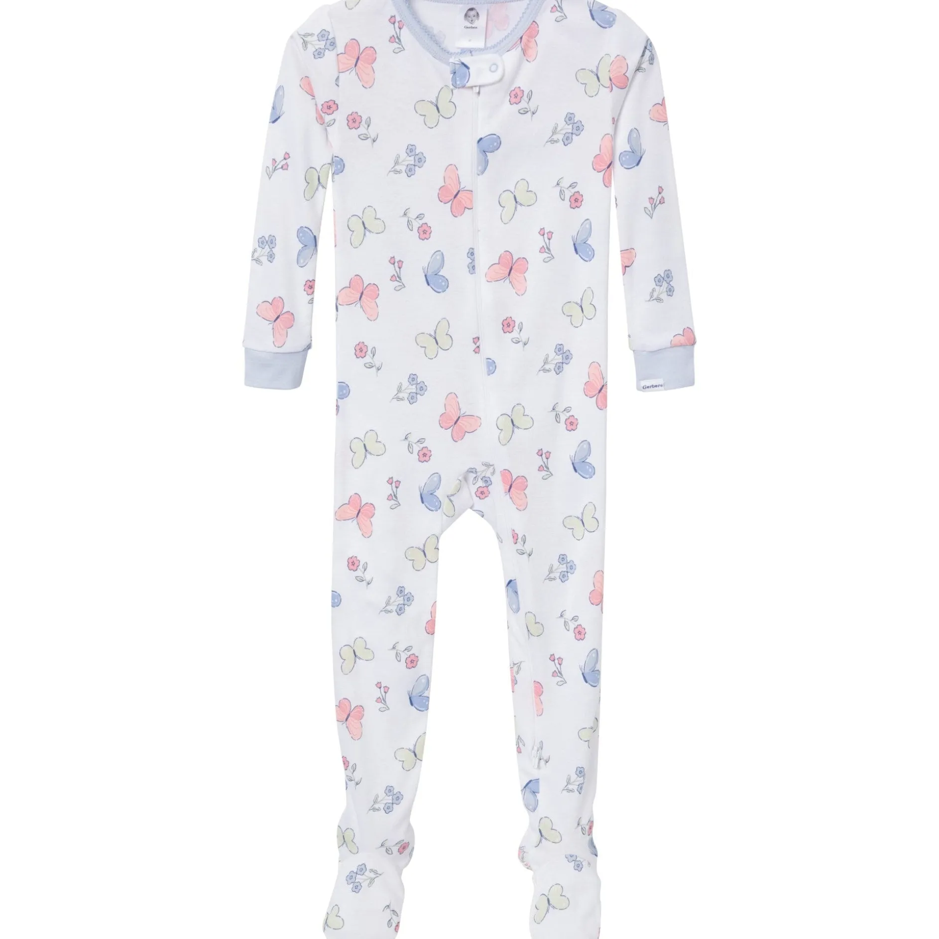 4-Pack Baby & Toddler Girls Butterflies Snug Fit Footed Pajamas