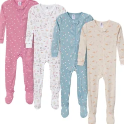 4-Pack Baby & Toddler Girls Dogs Snug Fit Footed Pajamas