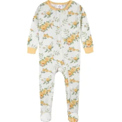 2-Pack Baby & Toddler Girls Golden Flowers Snug Fit Footed Cotton Pajamas