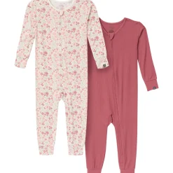 2-Pack Baby & Toddler Girls Ivory Floral Viscose Snug Fit Footless Pajamas