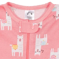 2-Pack Baby & Toddler Girls Llama Snug Fit Footed Cotton Pajamas