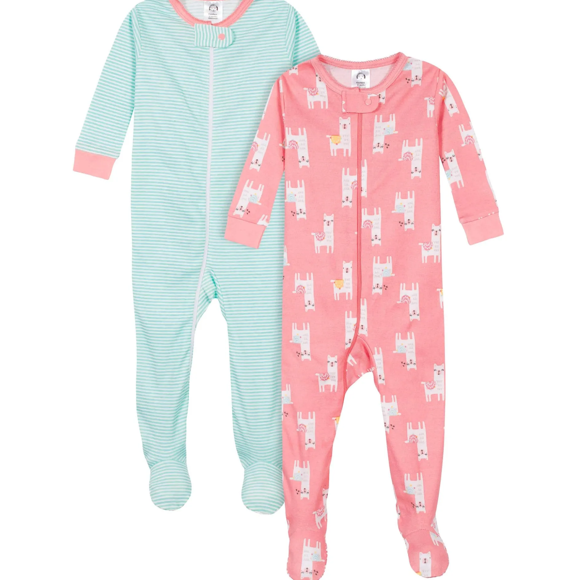 2-Pack Baby & Toddler Girls Llama Snug Fit Footed Cotton Pajamas