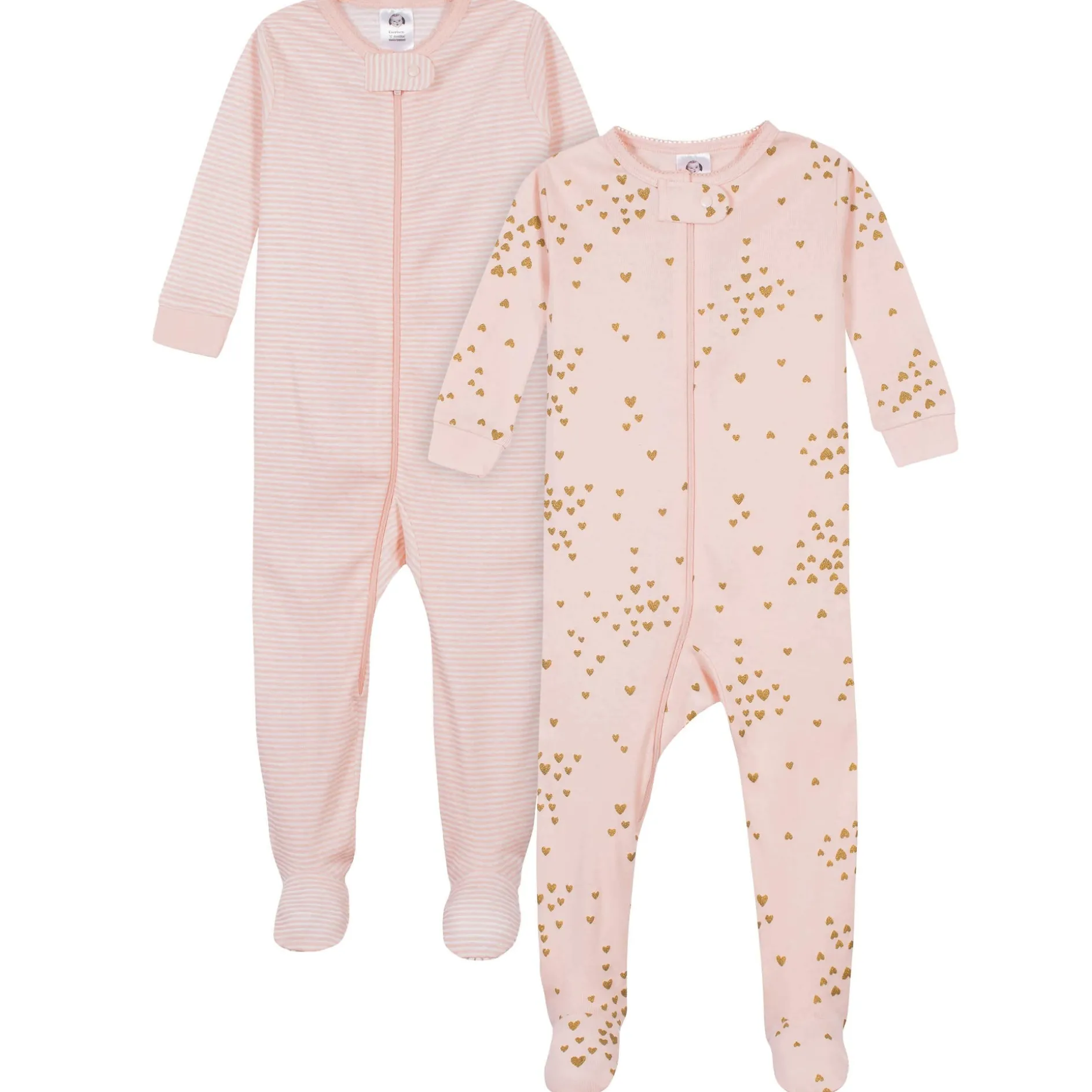 2-Pack Baby & Toddler Girls Love Snug Fit Footed Cotton Pajamas
