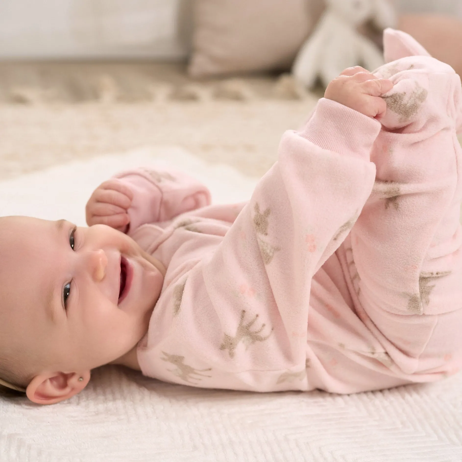 2-Pack Baby & Toddler Girls Pink Deer Fleece Pajamas