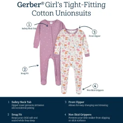 2-Pack Baby & Toddler Girls Purple Woodland Snug Fit Footed Cotton Pajamas
