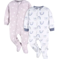 2-Pack Baby & Toddler Girls Purple Rainbows Fleece Pajamas