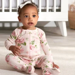 2-Pack Baby & Toddler Girls Rose Snug Fit Footed Cotton Pajamas