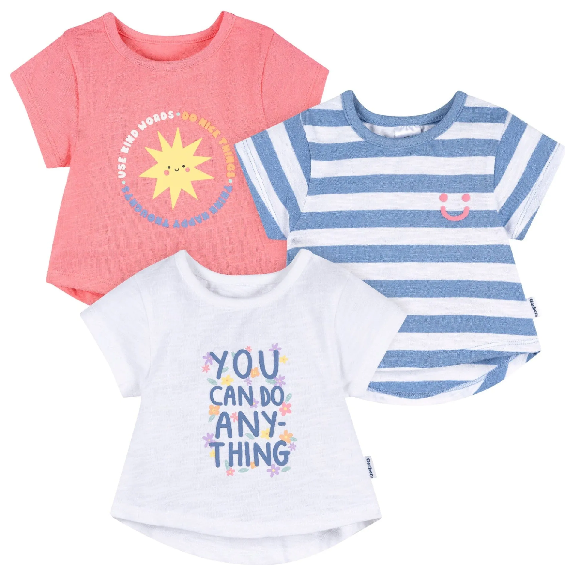 3-Pack Baby & Toddler Girls Sunshine Short Sleeve Graphic T-Shirts