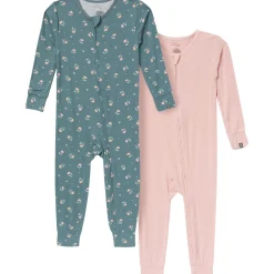 2-Pack Baby & Toddler Girls Teal Rose Viscose Snug Fit Footless Pajamas