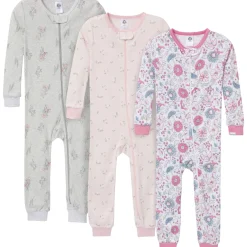 3-Pack Baby & Toddler Girls Woodland Floral Snug Fit Footless Pajamas