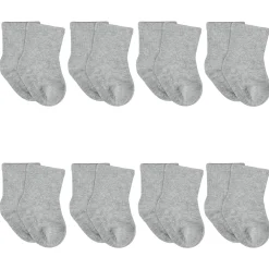 8-Pack Baby & Toddler Gray Heather Wiggle Proof® Jersey Crew Socks