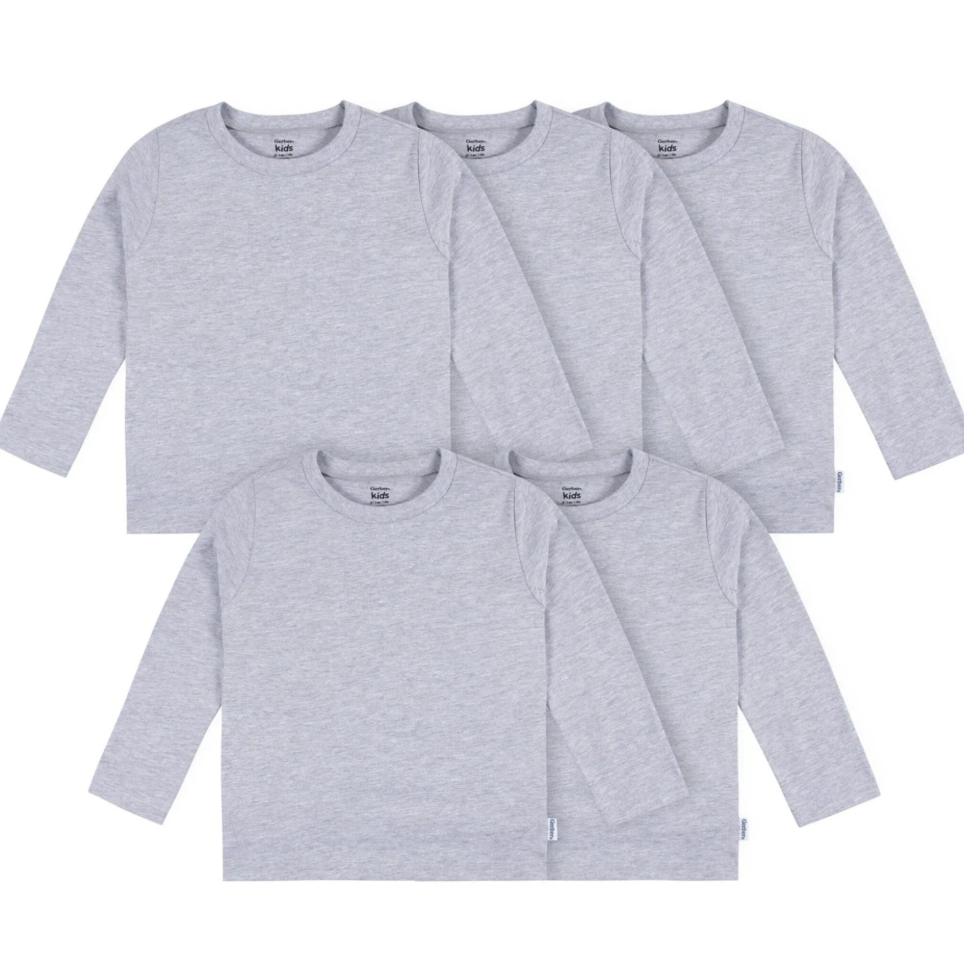 5-Pack Baby & Toddler Heather Gray Long Sleeve Tees