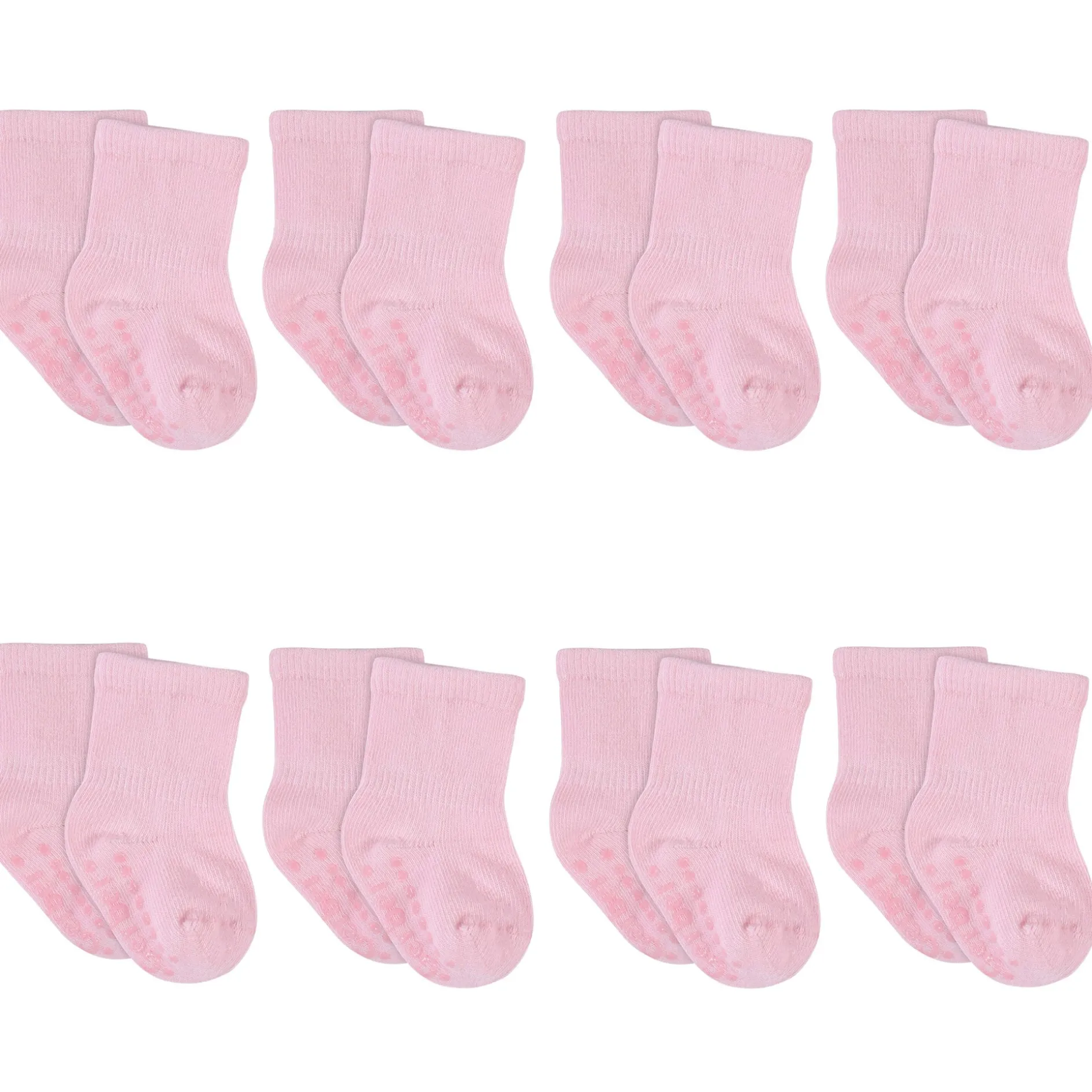 8-Pack Baby & Toddler Light Pink Wiggle Proof® Jersey Crew Socks