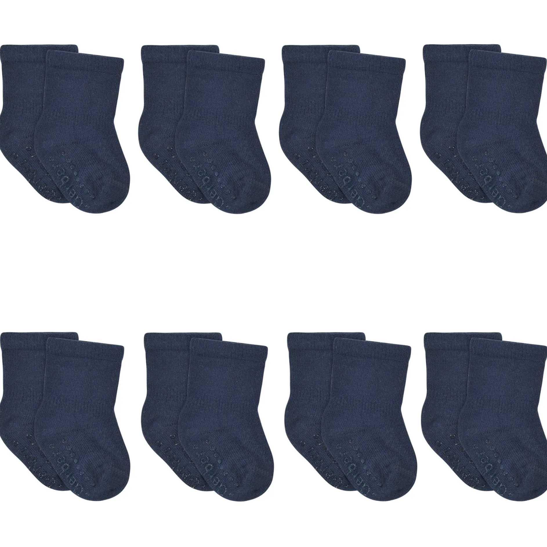 8-Pack Baby & Toddler Navy Wiggle Proof® Jersey Crew Socks