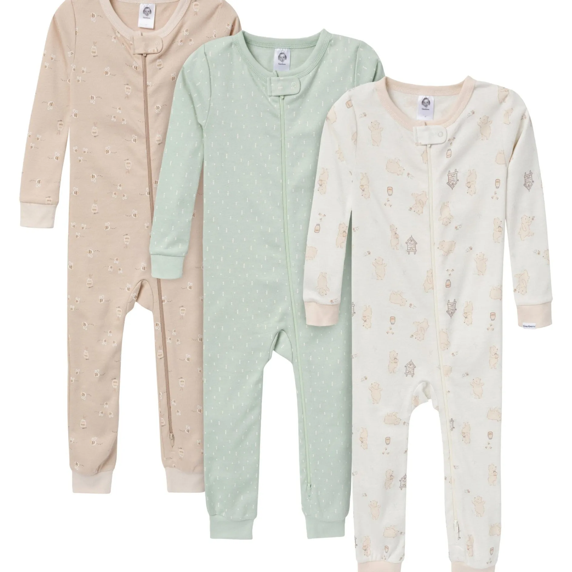 3-Pack Baby & Toddler Neutral Bear Snug Fit Footless Pajamas