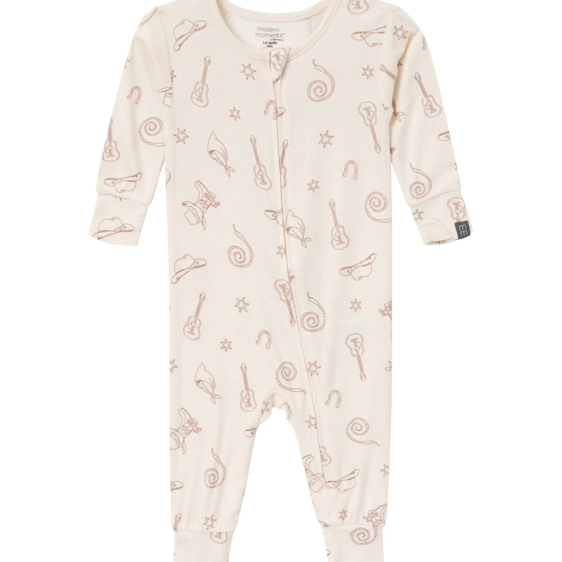 2-Pack Baby & Toddler Neutral Beige Cowboy Viscose Snug Fit Footless Pajamas
