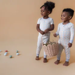 2-Pack Baby & Toddler Neutral Blue Plaid Viscose Snug Fitting Footless Pajamas