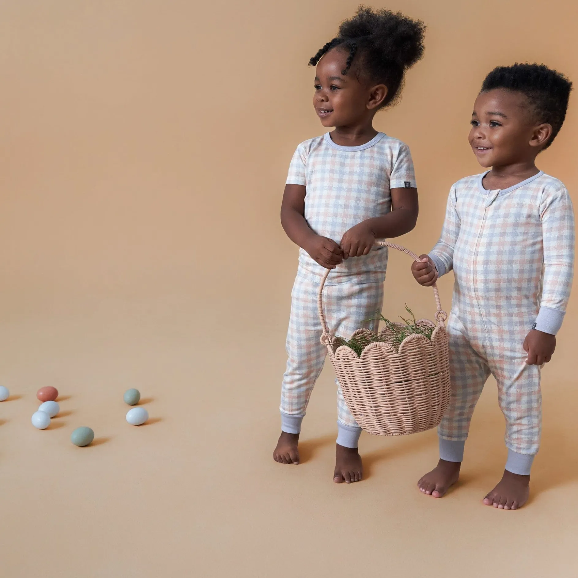 2-Pack Baby & Toddler Neutral Blue Plaid Viscose Snug Fitting Footless Pajamas