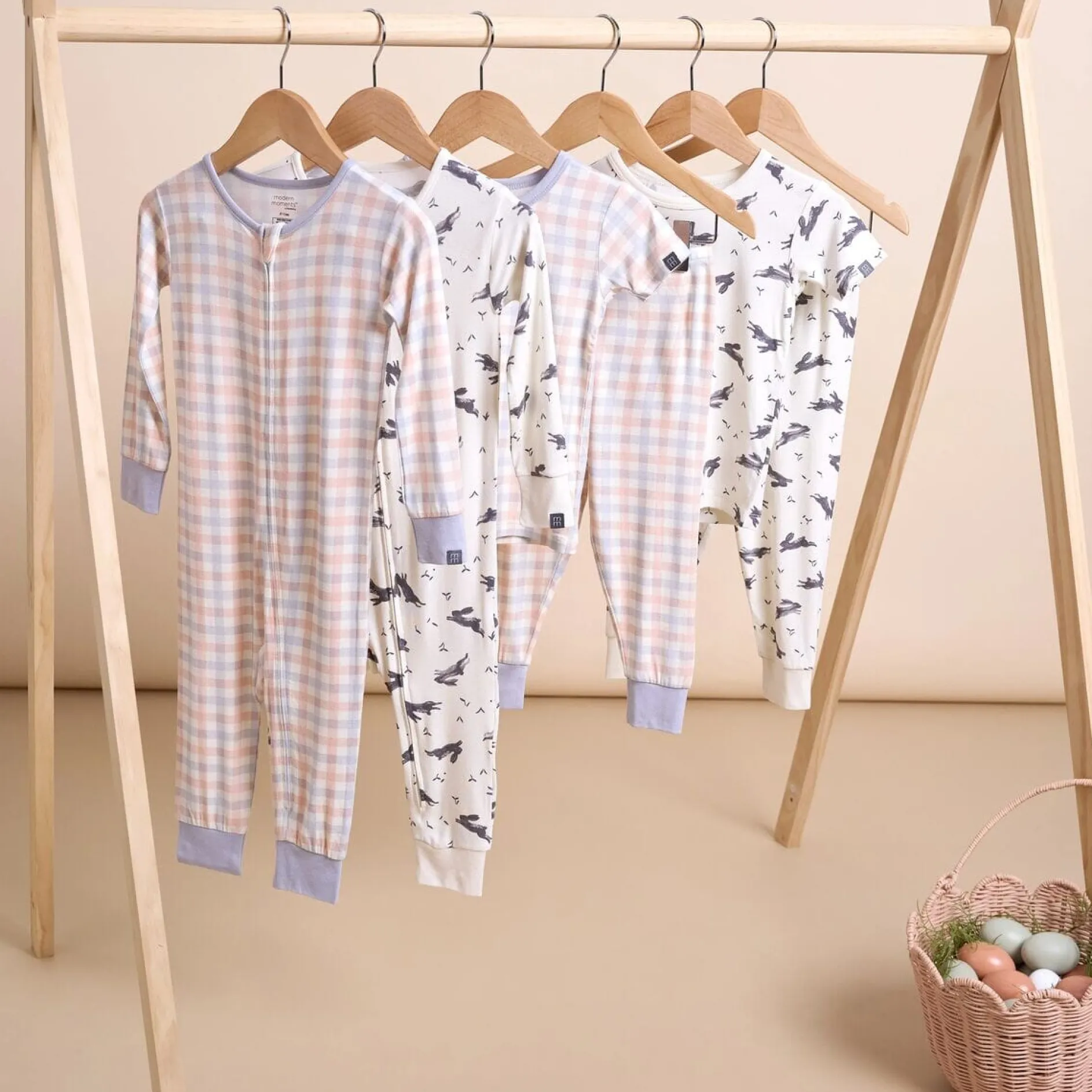 2-Pack Baby & Toddler Neutral Blue Plaid Viscose Snug Fitting Footless Pajamas