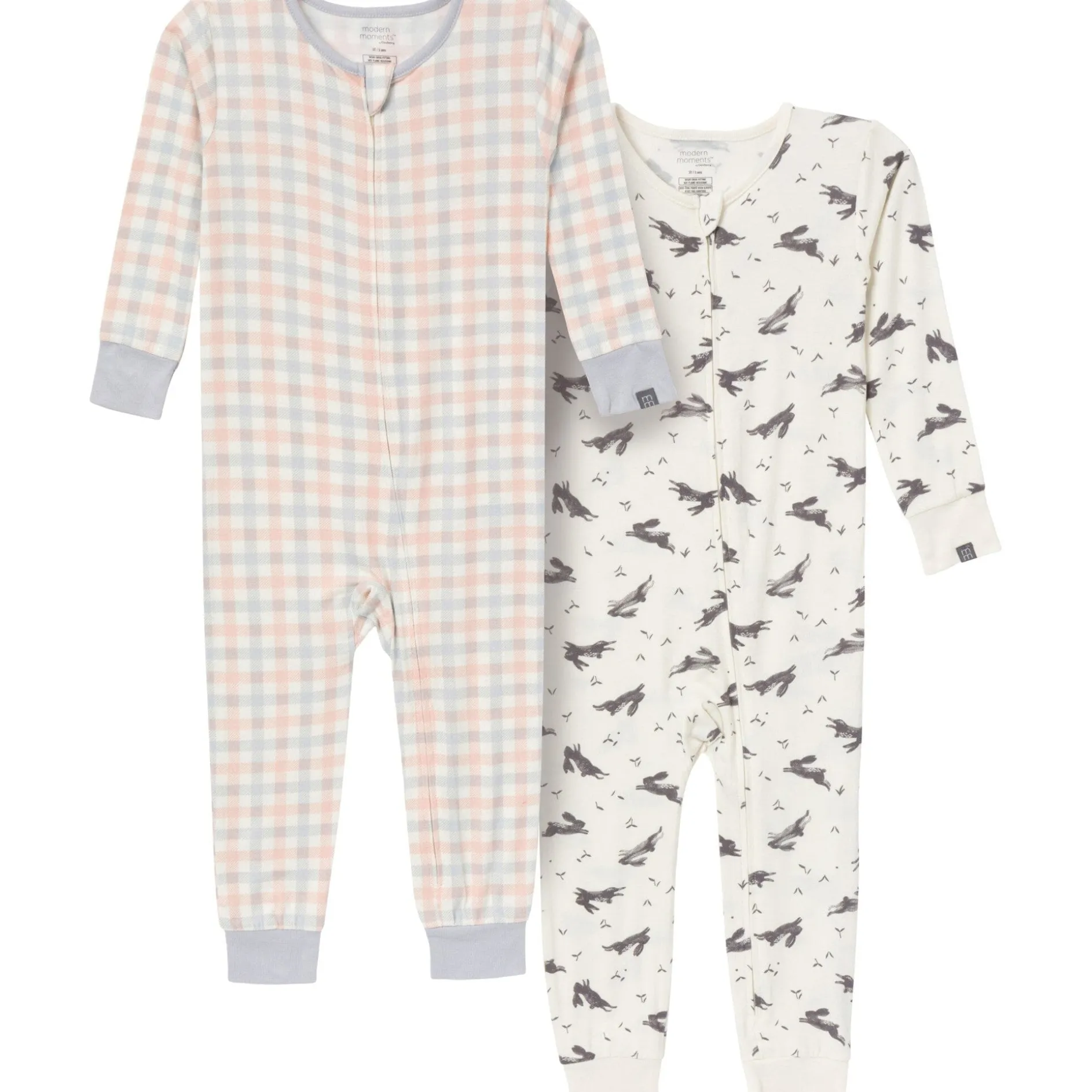 2-Pack Baby & Toddler Neutral Blue Plaid Viscose Snug Fitting Footless Pajamas
