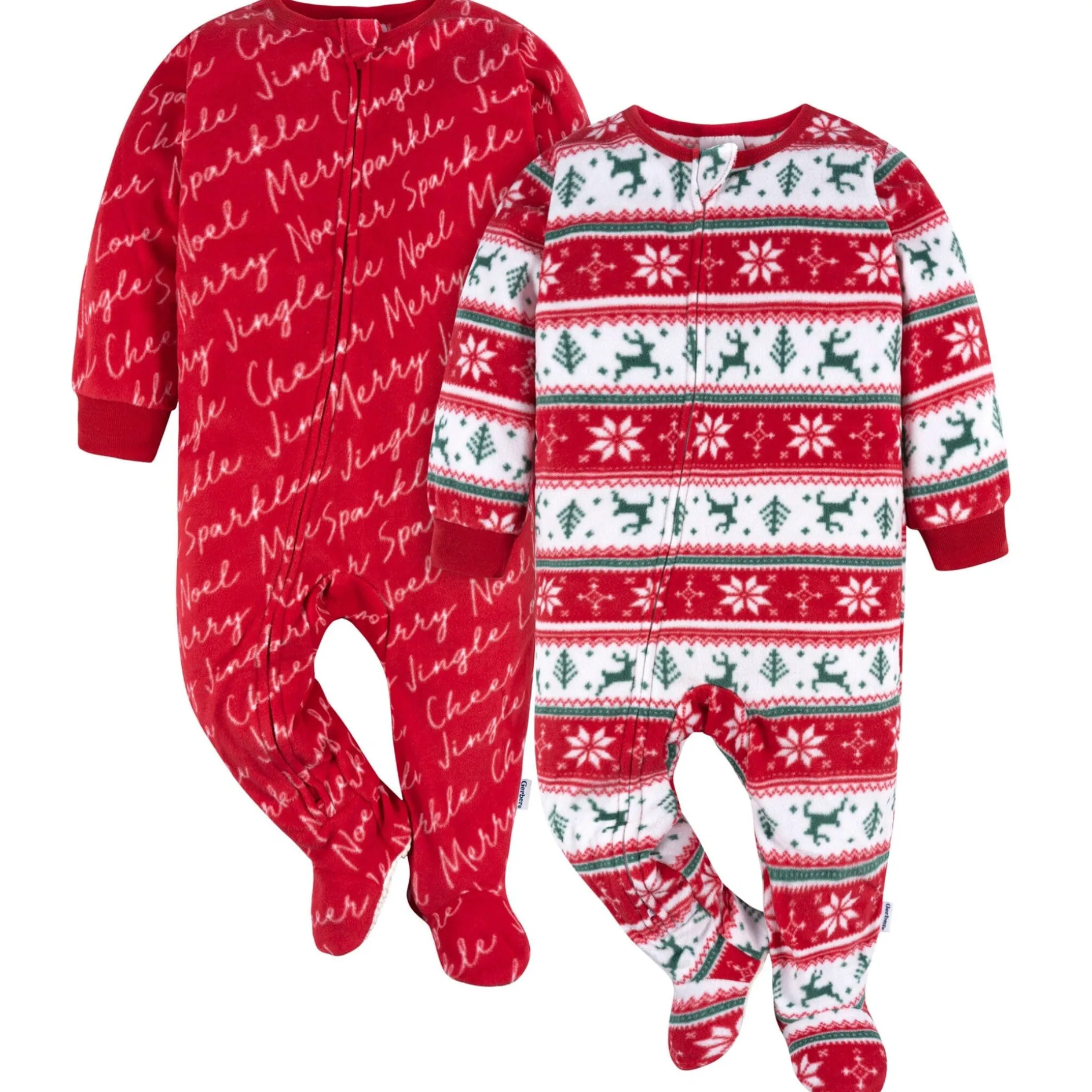 2-Pack Baby & Toddler Neutral Deer Fair Isle Fleece Pajamas