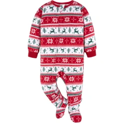 2-Pack Baby & Toddler Neutral Deer Fair Isle Fleece Pajamas
