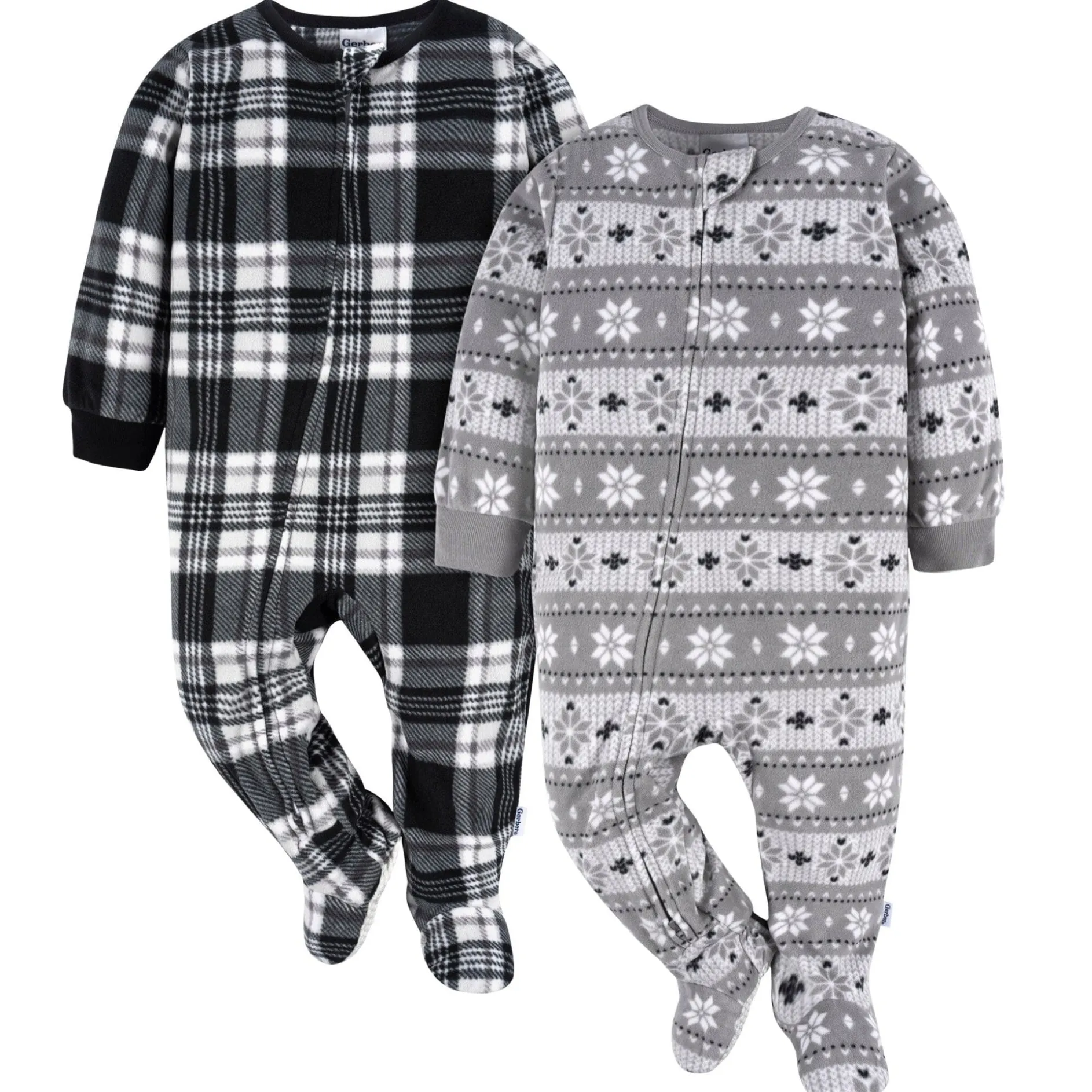 2-Pack Baby & Toddler Neutral Grey Fair Isle Fleece Pajamas