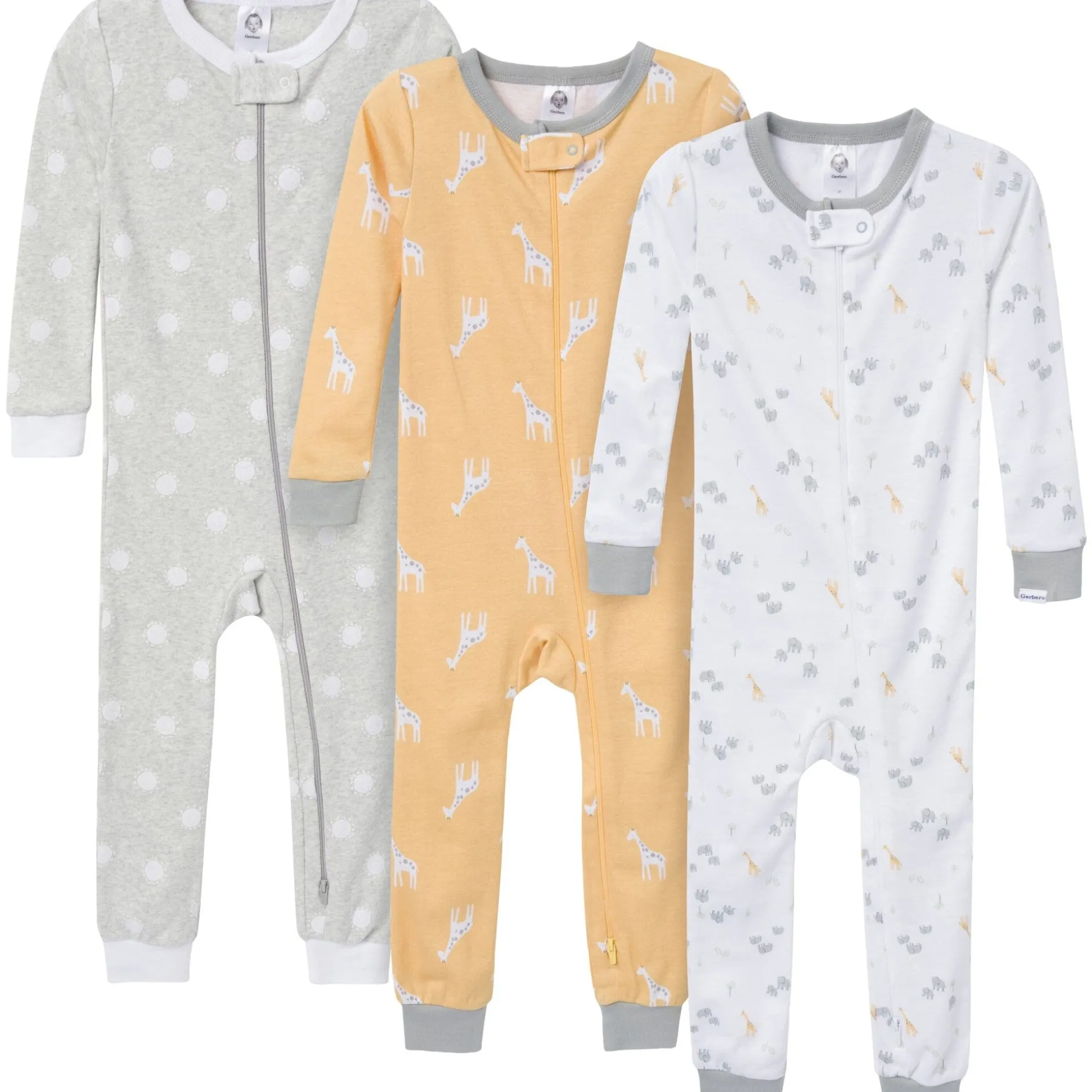 3-Pack Baby & Toddler Neutral Safari Snug Fit Footless Pajamas