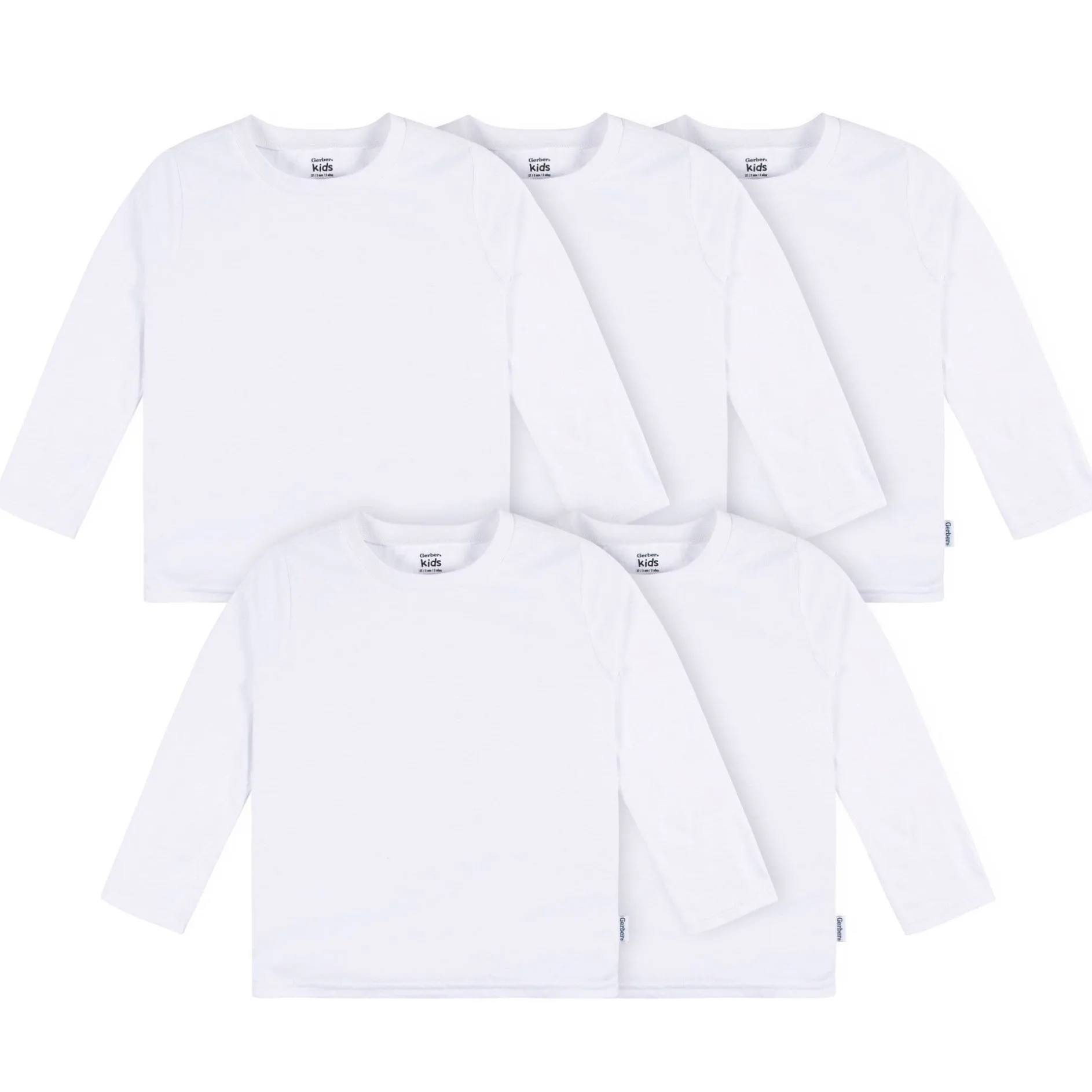 5-Pack Baby & Toddler White Long Sleeve Tees