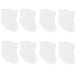8-Pack Baby & Toddler White Wiggle Proof® Jersey Crew Socks