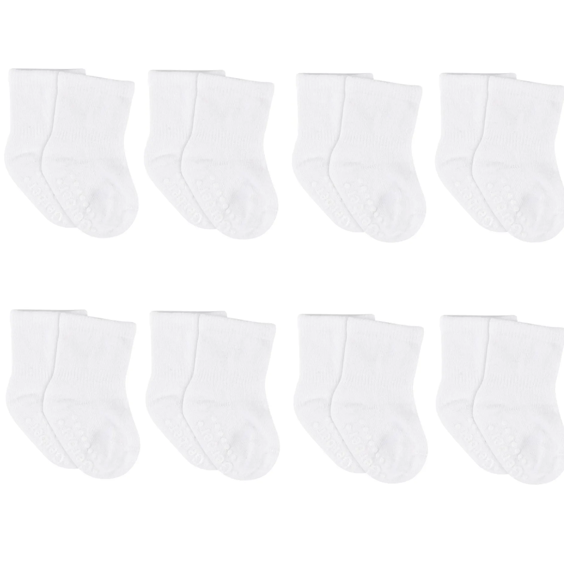 8-Pack Baby & Toddler White Wiggle Proof® Jersey Crew Socks