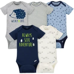 5-Pack Boys Hedgehog Short Sleeve Onesies® Bodysuits