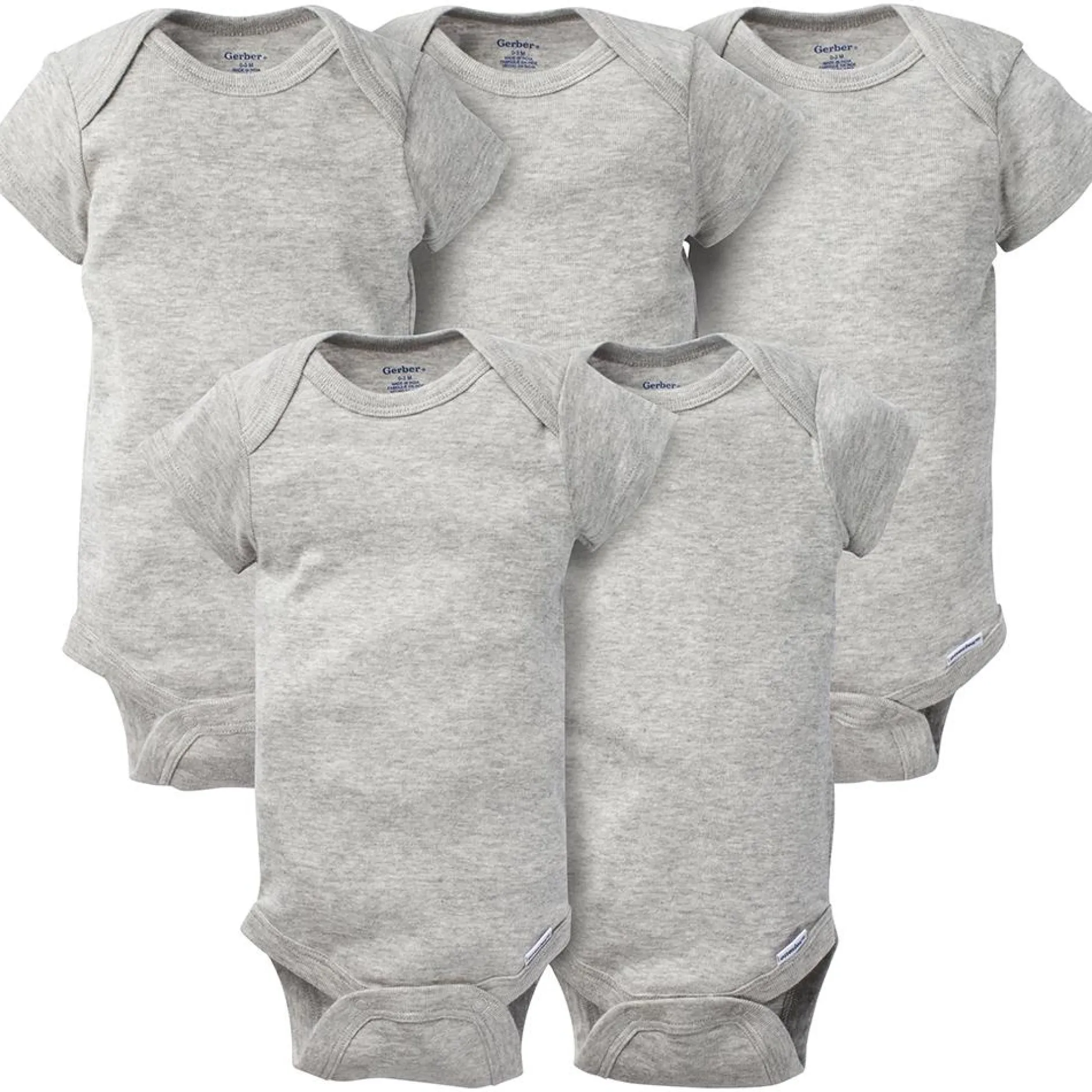 5-Pack Grey Onesies® Bodysuits