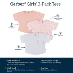 3-Pack Infant and Toddler Girls Flower T-Shirts